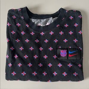 The Nike Tee FC Barcelona Voice TShirt Black Graphic Print Size Medium